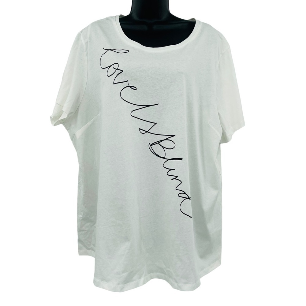 City Chic love is‎ blind cotton white t shirt round neck women's size 20